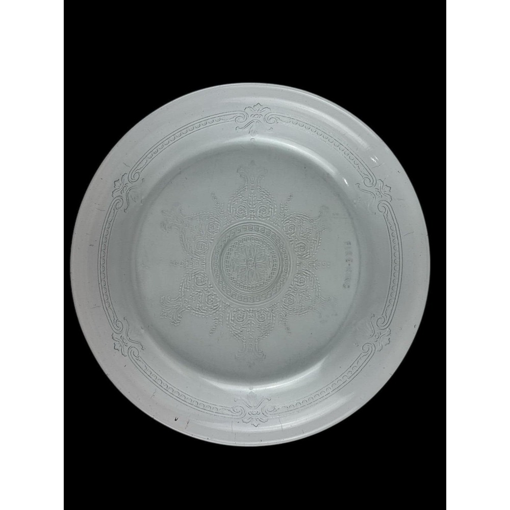 Vintage Fire-King Alice Clear Glass Dinner Plates Set of 2 Embossed‎ Floral 9in